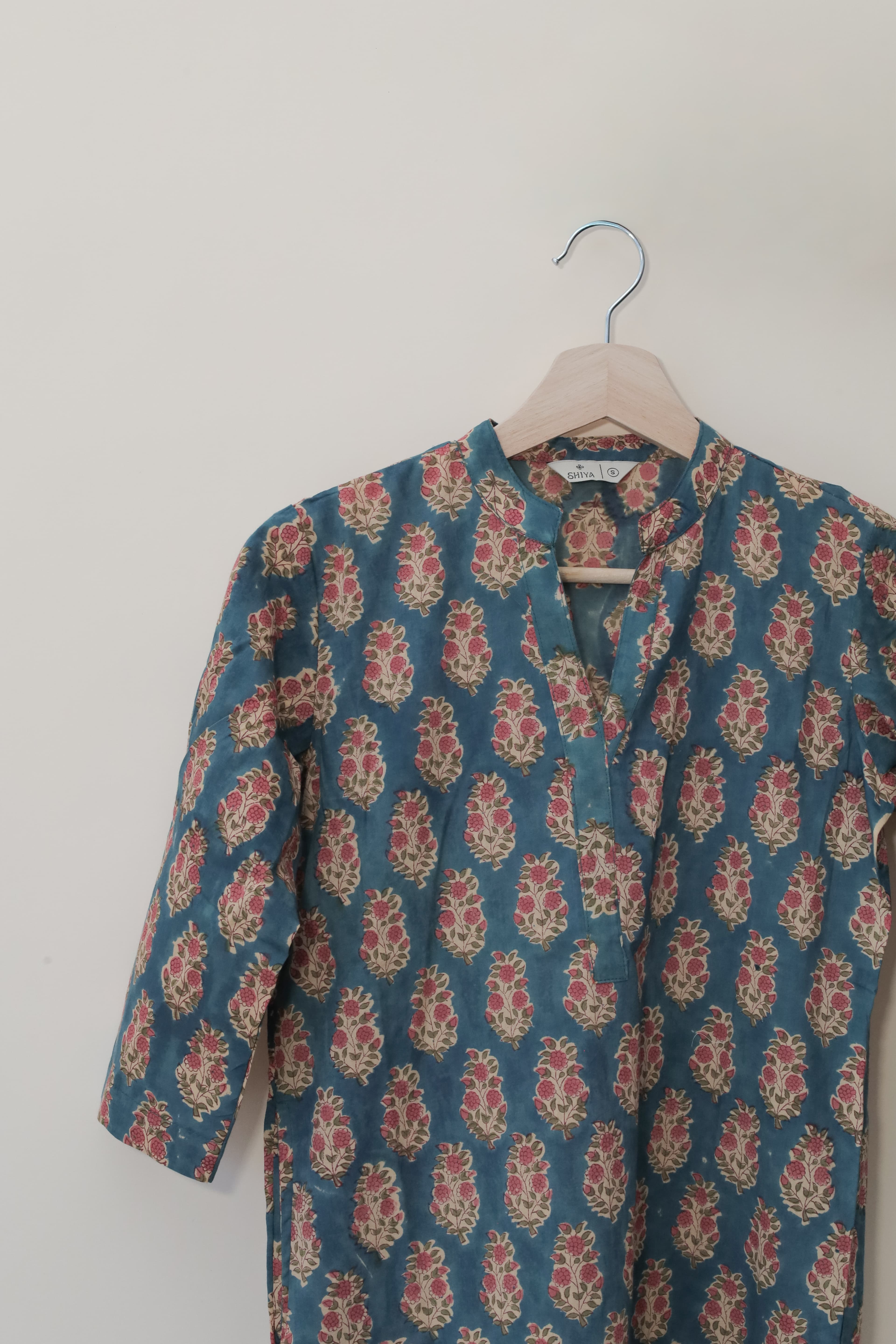 Blue Pink floral Kurta